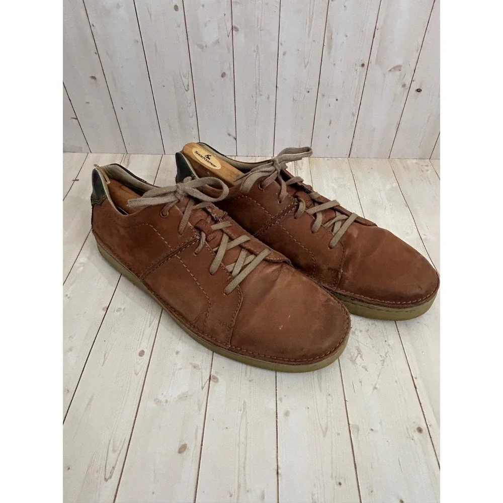Collection by Clarks Mens Size 12 Brown Leather Soft Cushion‎ Oxford Casual Shoe